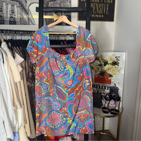 Vintage Tibi New York Silk Paisley Scoop Neck Mini Dress Womens Size 4 EUC - Picture 7 of 8